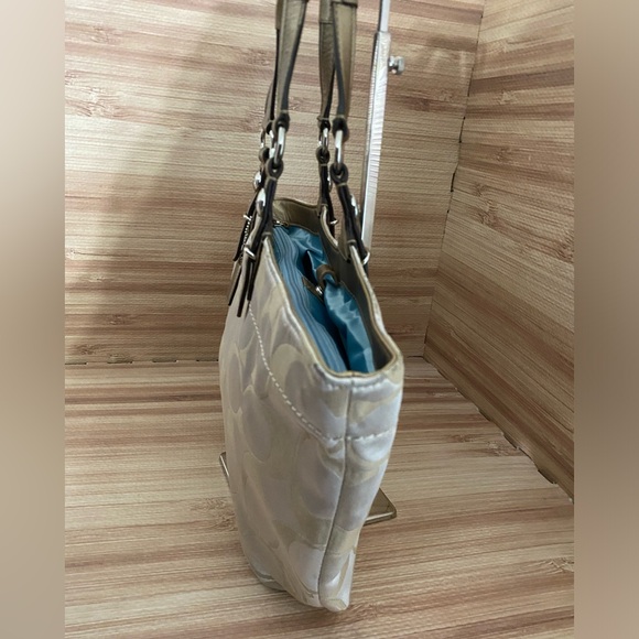 Coach Kahaki Tan Jacquard Signature Satchel Purse - Picture 6 of 15